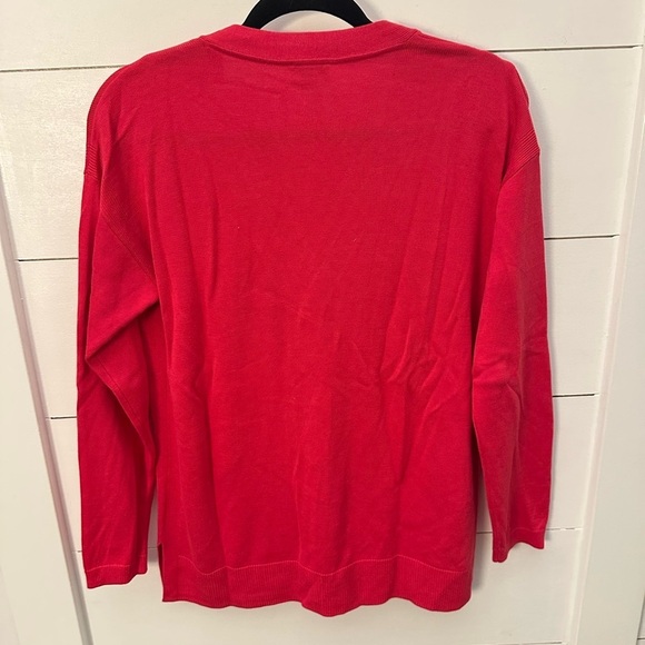 TALBOTS Woman RED PINK button cotton long sleeve career casual cardigan MP - Picture 2 of 13